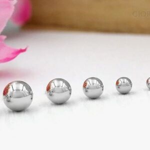 Rhodium 925 Sterling Silver Ball Stud Earrings Classic Round Sphere, 4mm‎